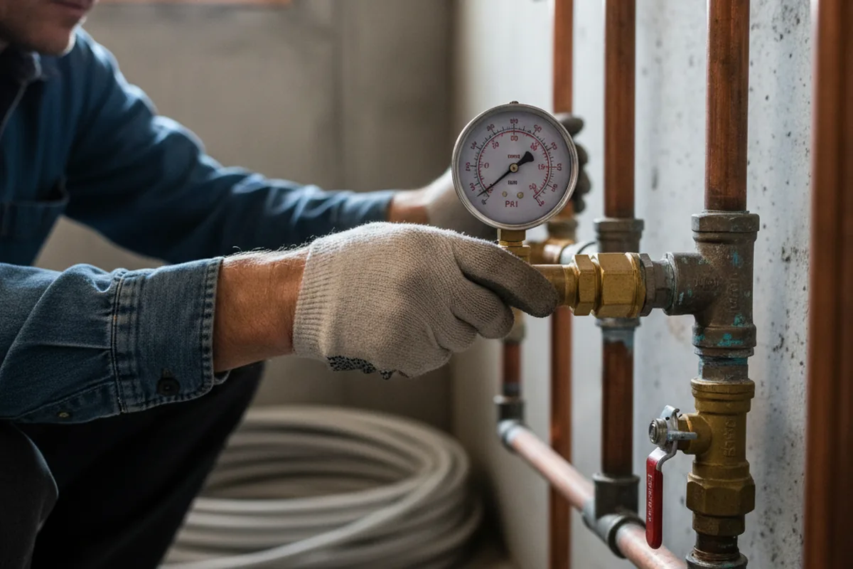 Pressure testing a repaired line during Water Line Repair in Yorklyn